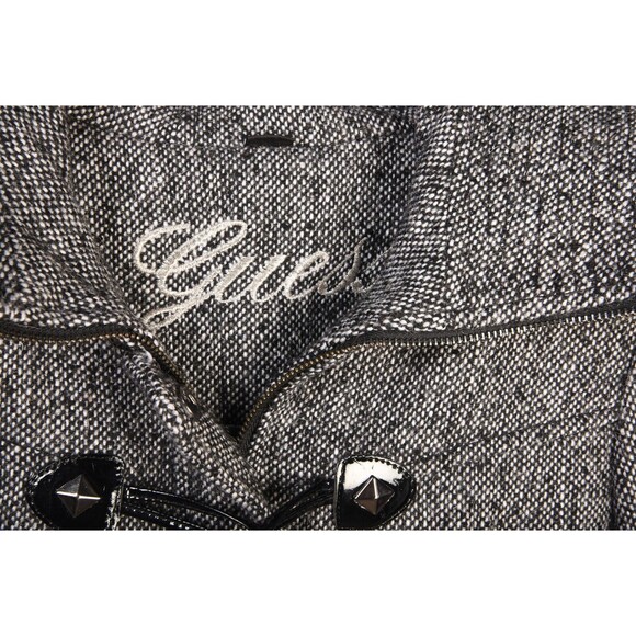 Guess Black/White Tweed Pea Coat Toggle Button Closure Winter Jacket Size S - Picture 5 of 7